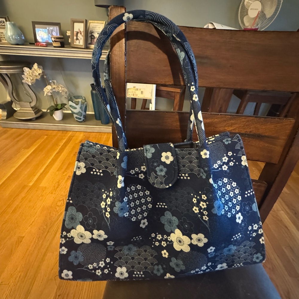 Floral Blue and White Handbag